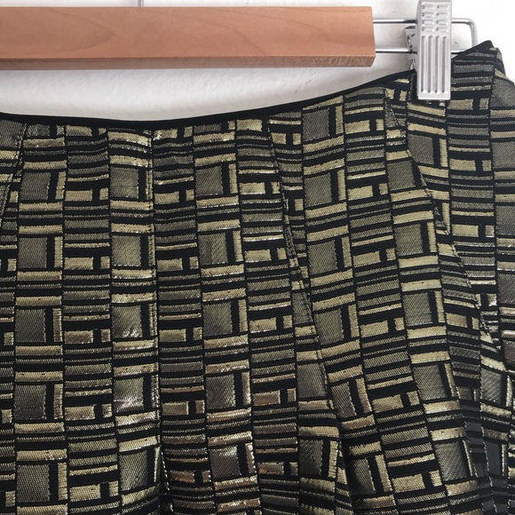 Kate Spade Gold Jacquard Fluted Hem Mini Skirt - New With Tags NWT HP - Picture 6 of 8